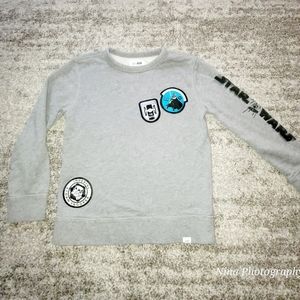 Gap Kids Disney Star Wars Embroidered Patches Galaxy Gray Crew Sweatshirt Sz M 8